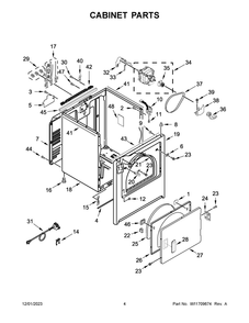 Cabinet Parts Diagram and Parts List for YMED5430PBK0  Maytag Dryer