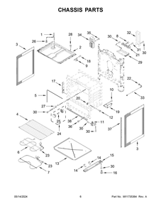 Chassis Parts Diagram and Parts List for YACR4303MFW9  Amana Range