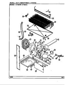Unit Compartment & System Diagram and Parts List for CT19X7W DC67A Crosley Refrigerator