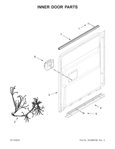 Inner Door Parts Diagram and Parts List for MDB4949SDZ0  Maytag Dishwasher