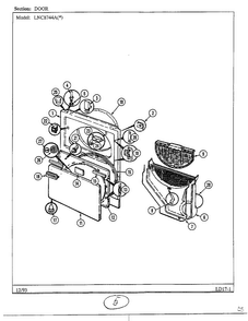 Door Diagram and Parts List for 8744A  Norge Dryer