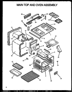 Main Top And Oven Assembly Diagram and Parts List for AGS745WW1-P1130733WW  Amana Range