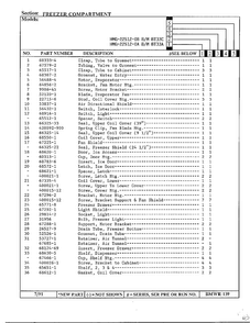 Freezer Compartment Page 2 Diagram and Parts List for 22512-0B  Admiral Refrigerator