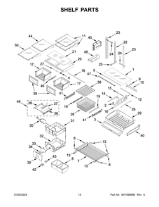 Shelf Parts Diagram and Parts List for JFFCF72DKM00  Jenn-Air Refrigerator