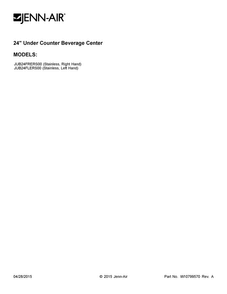 Cover Sheet Diagram and Parts List for JUB24FRERS00  Jenn-Air Wine and Beverage Cooler
