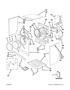 Cabinet And Door Parts Diagram and Parts List for YMED7500YW0  Maytag Dryer