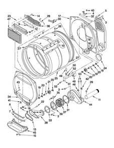 Dryer Bulkhead Parts Diagram and Parts List for MGT3800XW0  Maytag Washer Dryer Combo