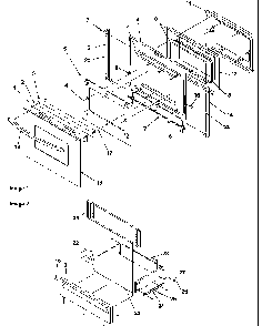 Oven Door And Storage Drawer Diagram and Parts List for ARG7800E-P1143365NE  Amana Range