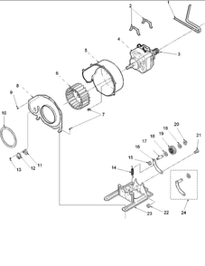 Motor And Fan Assemblies Diagram and Parts List for SLG332RAW-PSLG332R  Speed Queen Dryer