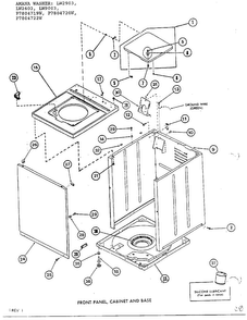 Front Panel, Cabinet And Base Diagram and Parts List for P7804719W  Amana Washer