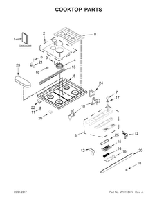 Cooktop Parts Diagram and Parts List for JGS1450FP0  Jenn-Air Range