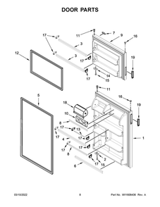 Door Parts Diagram and Parts List for ART318FFDW10  Amana Refrigerator