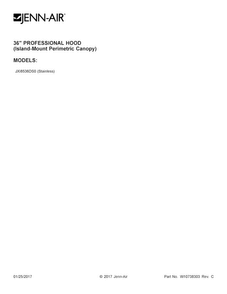 Cover Sheet Diagram and Parts List for JXI8536DS0  Jenn-Air Range Hood