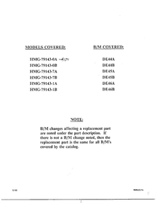 Front Page Diagram and Parts List for 79143-0A  Admiral Refrigerator