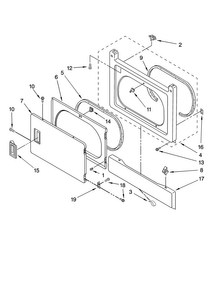 Dryer Front Panel And Door Parts Diagram and Parts List for MET3800TW2  Maytag Washer Dryer Combo