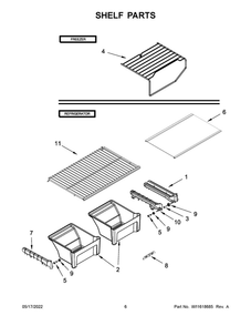 Shelf Parts Diagram and Parts List for ART308FFDW10  Amana Refrigerator
