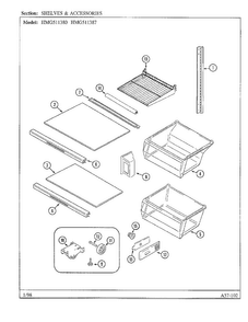 Shelves And Accessories Diagram and Parts List for HMG511387  Admiral Refrigerator