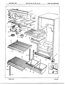 Fresh Food Compartment Diagram and Parts List for 21474A  Admiral Refrigerator