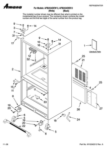 Cabinet Parts Diagram and Parts List for AFB2534DEW13  Amana Refrigerator