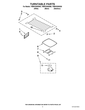 05 - TURNTABLE PARTS Diagram and Parts List for YMMV5208WS0  Maytag Microwave Oven Combo