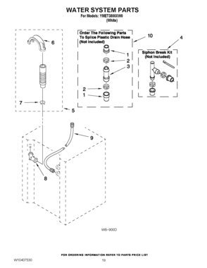 13 - WATER SYSTEM PARTS Diagram and Parts List for YMET3800XW0  Maytag Washer Dryer Combo