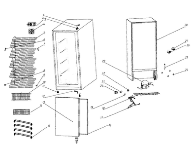 Cabinet Parts Diagram and Parts List for MCUF88W  Magic Chef Freezer