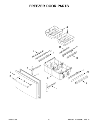 Freezer Door Parts Diagram and Parts List for MFI2269FRZ04  Maytag Refrigerator