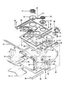 Cooktop Diagram and Parts List for 38EA-2C  Magic Chef Range