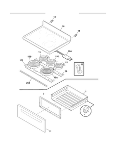 Top/drawer Diagram and Parts List for CCRE3880LWF  Crosley Range