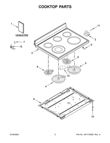 Cooktop Parts Diagram and Parts List for MER6600FW6  Maytag Range