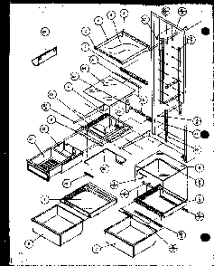 Refrigerator Shelving And Drawers Diagram and Parts List for SXD19MW-P1121402WW  Amana Refrigerator