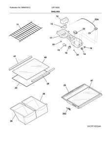Shelves Diagram and Parts List for CRT182IQB4A  Crosley Refrigerator