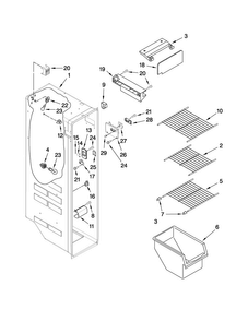 Freezer Liner Parts Diagram and Parts List for MSD2550VEU01  Maytag Refrigerator