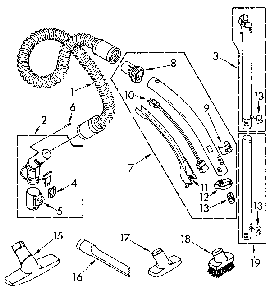 Hose And Attachment Diagram and Parts List for 1162039080  Kenmore Canister Vacuum