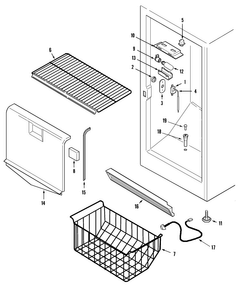 Freezer Compartment Diagram and Parts List for AQU1827BRW  Amana Freezer