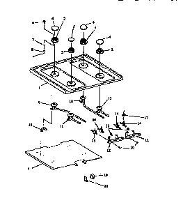Sealed Burner Diagram and Parts List for RST310UK-P1130738NK  Caloric Range