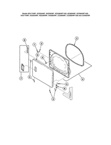 Loading Door-without Window Diagram and Parts List for AGS20AWF  Speed Queen Dryer