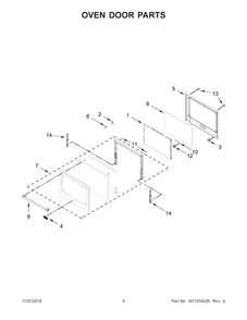 Oven Door Parts Diagram and Parts List for MEW9527FB01  Maytag Wall Oven