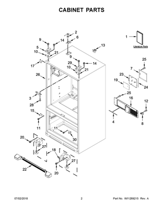 Cabinet Parts Diagram and Parts List for MFI2269FRZ03  Maytag Refrigerator