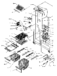 Freezer Shelving & Refrigerator Light Diagram and Parts List for SBI20QE-P1162905WE  Amana Refrigerator