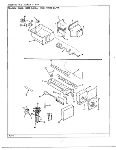 Ice Maker & Bin Diagram and Parts List for 19922-7A  Admiral Refrigerator