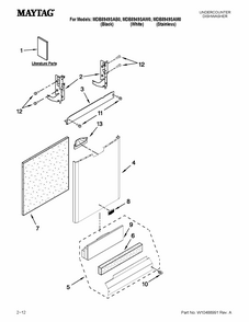 Door And Panel Parts Diagram and Parts List for MDB8949SAB0  Maytag Dishwasher