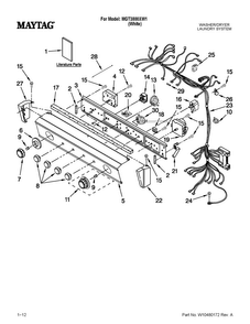 Washer/dryer Control Panel Parts Diagram and Parts List for MGT3800XW1  Maytag Washer Dryer Combo