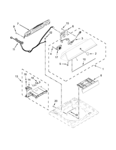 Console And Dispenser Parts Diagram and Parts List for 7MMVWB835EW0  Maytag Washer