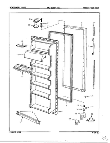 Fresh Food Door Diagram and Parts List for 21894A  Admiral Refrigerator