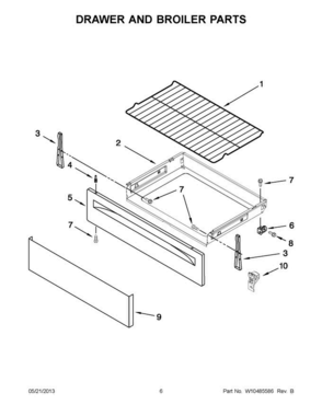 03 - Drawer And Broiler Parts Diagram and Parts List for YMER7765WB3  Maytag Range