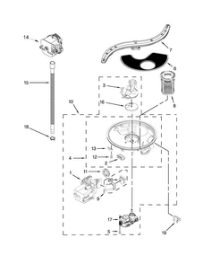 Pump, Washarm And Motor Parts Diagram and Parts List for JDB8500AWY3  Jenn-Air Dishwasher