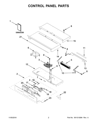 Control Panel Parts Diagram and Parts List for JJW3430DB03  Maytag Wall Oven