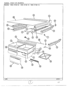 Chest Of Drawers Diagram and Parts List for 21163-0A  Admiral Refrigerator