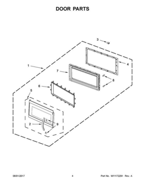 03 - Door Parts Diagram and Parts List for AMV6502REB1  Amana Microwave Oven Combo